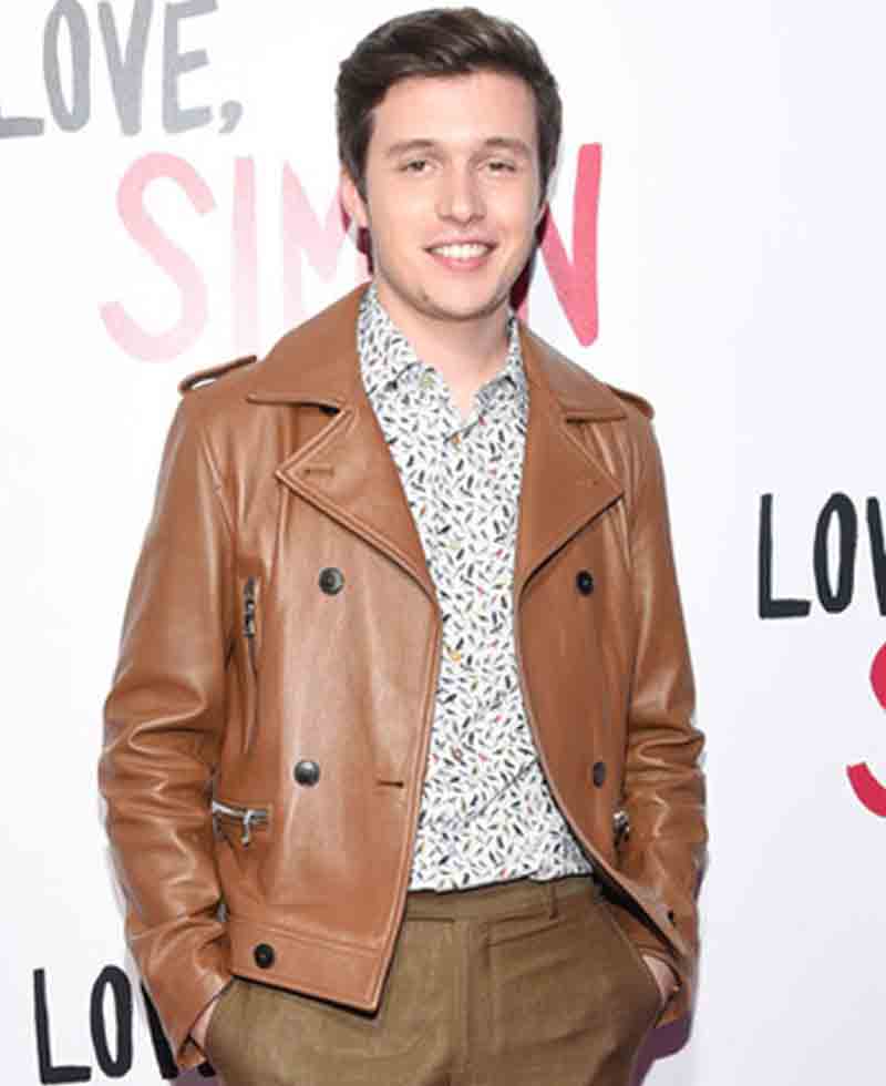 Nick Robinson Love Simon Double Breasted Leather Jacket